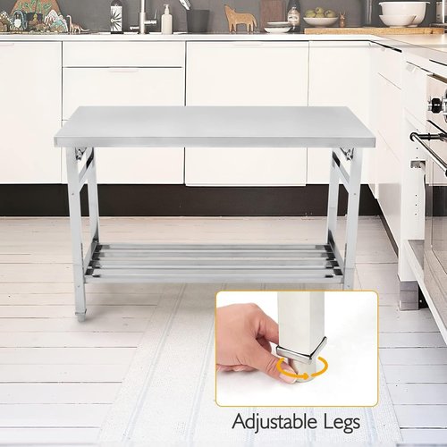 Garvee 48x24 Inch NSF Stainless Steel Folding Table - Heavy-Duty Prep Table for Kitchen & Restaurant, 500 lbs Capacity