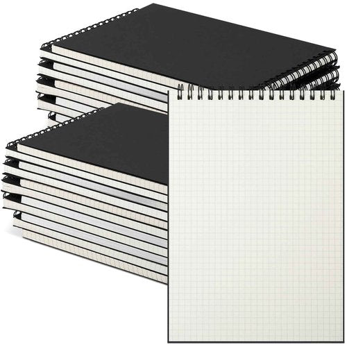 Engrowtic 18 Pack Graph Paper Spiral Notepad A5 Top Wirebound Notepad Grid Notebook Steno Pads Memo Notebook Grid Paper 140 Pages for Writing Sketching Drawing Office Supplies (Black)