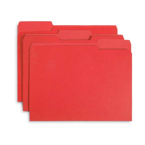 Blue Summit Supplies Red File Folders - Letter Size, 1/3 Cut Tabs, Durable 11pt Paper, Uncoated Red, Office & Home Organization