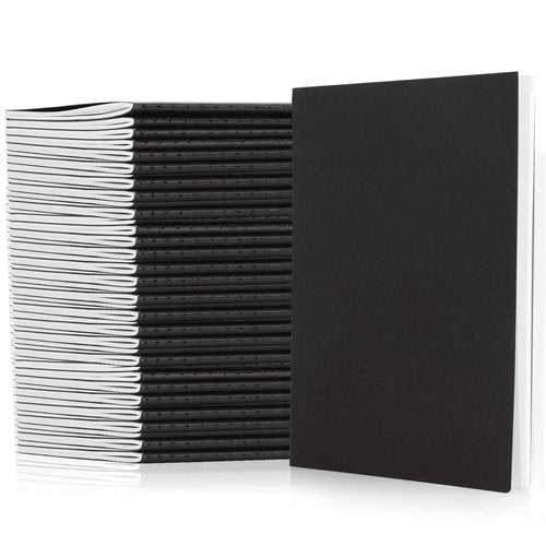 MIVIDE 50 Pack A5 Kraft Notebooks, Black Cover Journal Bulk Pack 8.3 x 5.5 inch Notebooks 60 Pages, Lined Travel Notebooks for Writing, Making Plans, School Office Supplies
