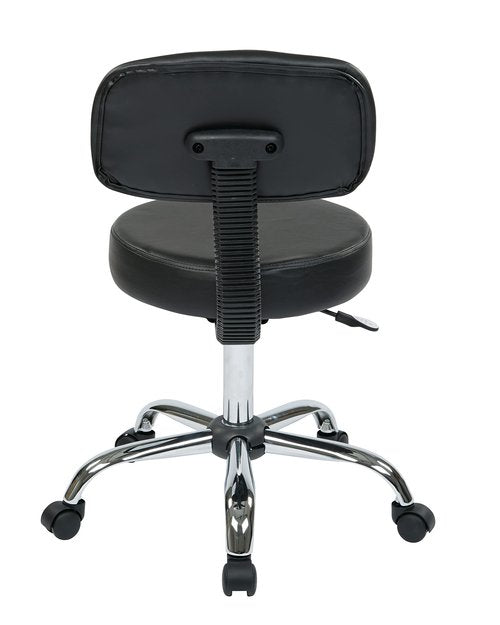 Work Smart Office Star Drafting Chair with Padded Seat, Pneumatic Height Adjustment and Heavy Duty Chrome Base, Black Vinyl