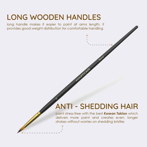 MyArtscape Paint Brushes - 15 Pc Brush Set for Watercolor, Acrylic, Oil & Face Painting | Long Handle Artist Paintbrushes with Travel Holder (Black) with Gifting Box | Premium Art Supplies