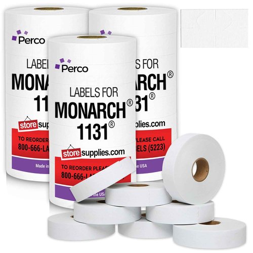 Perco Removable Adhesives White Labels for Monarch 1131 Price Gun, 3 Sleeves - 60,000 Price Gun Labels