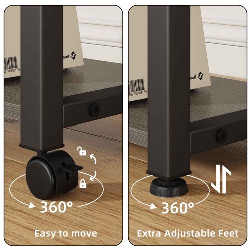 YAOHUOO 22"x15" Large Printer Stand with Storage Drawer, 2-Tier Under Desk Printer Table for Home Office, Printer Cart fit Fax Machine/3D Printer/Scanner(Gray)