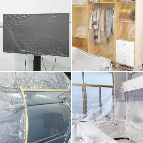 MyLifeUNIT Masking Paper, 10 Pack Masking Film with Tape for Automotive Painting Covering