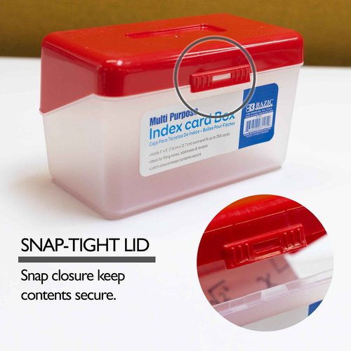 BAZIC Index Card Box 3"x5", Flip Top Utility Plastic Storage Case 250 Cards Capacity, Flash Card Holder Organizer, for Office, 36-Pack