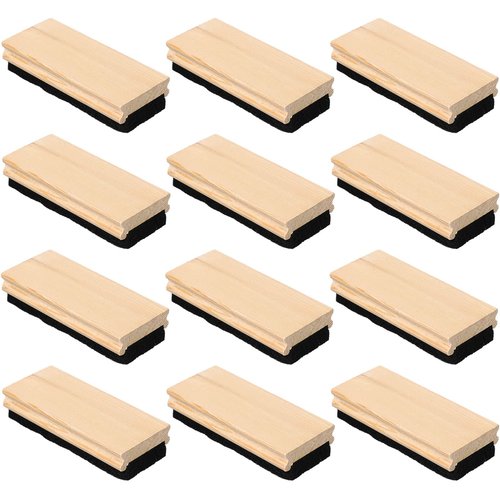 Felt Campus Style Erasers, Cleaner Dusters Felt Chalkboard Eraser for Kids Wood Chalk Eraser for Chalkboard Cleaners Dusters for Markers White Black Boards Paint School Students Teachers (12)