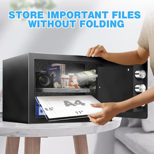 Skiennix 1.3 Cu Ft Home Safe Box - Steel Electronic Lock with USB-C Emergency Unlock & Fireproof Bag - Fits A4 Documents