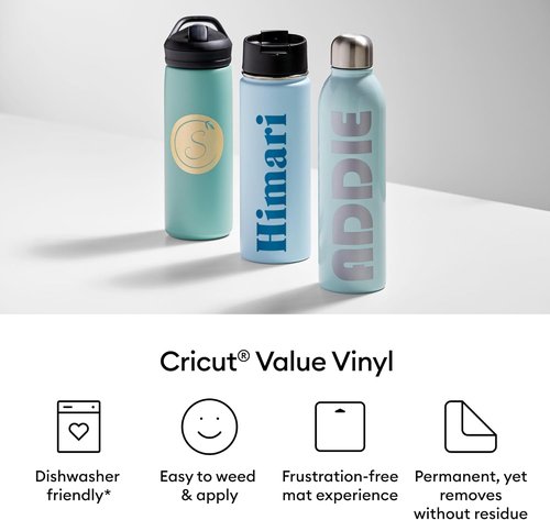 Cricut® Permanent Vinyl - Black Color | 12 in x 10 ft Roll for Easy Crafting Projects