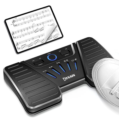 KYXAIN Wireless Page Turner Pedal, Bluetooth Page Turner Pedal for iPad, Rechargeable Bluetooth Music Pedal Swtich for Tablets Phones Compatible with Various Music Apps Anti-slip Slient Foot Switches