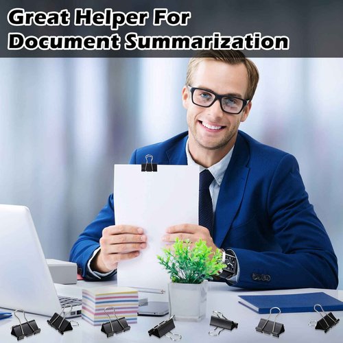 Yexiya 300 Pcs Medium Binder Clips Sturdy 1.25 Inch Black Paper Med Clips Office Supplies Paper Clamps for Office Teachers Students School Business Paperwork Supplies