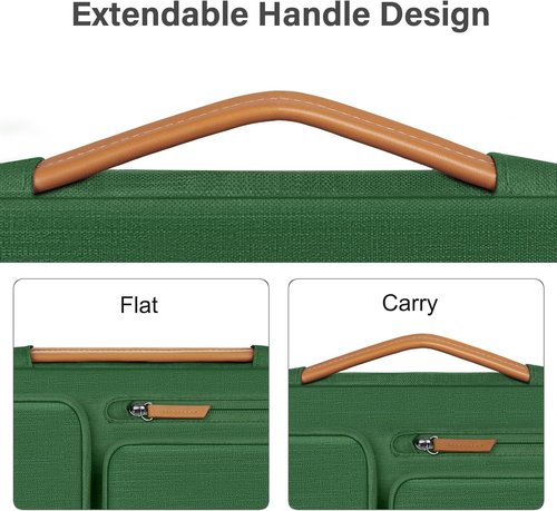 MOSISO 360 Protective Laptop Case - 13.3 Inch Sleeve for MacBook Air/Pro & More | Jungle Green with 4 Zipper Pockets