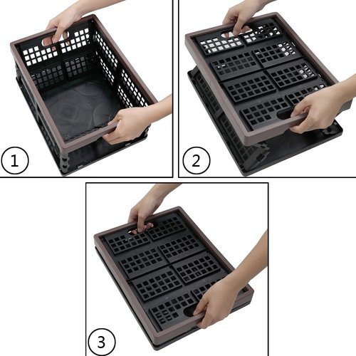 Nicesh 2-Pack Plastic Collapsible Storage Crate, 15 L Folding Storage Crate