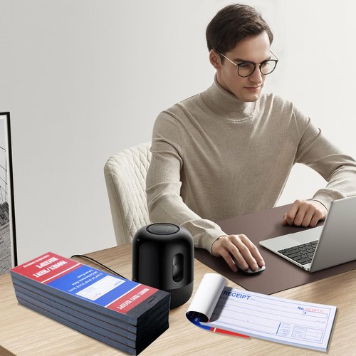 12 Pads Money and Rent Receipt Book 2.75 x 7.2 Inch Receipt Log Book Bound Cover 2 Part Carbonless Receipt Book with Carbonless Copies 50 Sets Per Book