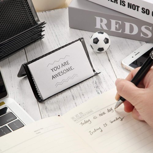 30 Pieces Mesh Business Card Holder Desk Metal Black Business Card Holder Desktop Name Card Organizer Capacity 50 Cards for Office Name Card