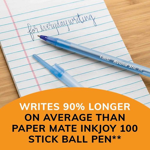 BIC Round Stic Xtra Life Blue Ballpoint Pens, Medium Point (1.0mm), 500-Count Pack of Bulk Pens, Flexible Round Barrel for Writing Comfort, No. 1 Selling Ballpoint Pens