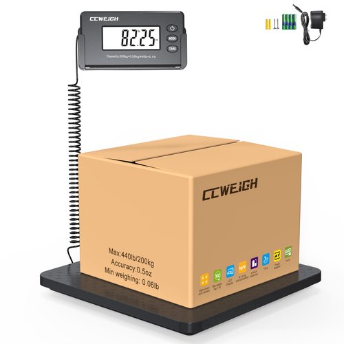 Shipping Scales 440lbs x 1oz Highly Accurate Postal Scales Ultrathin ABS Large Platform,Superlight Postal Scales for Shipping Packages,Small Business,Post Offices,Luggage Scale Battery and Adapter