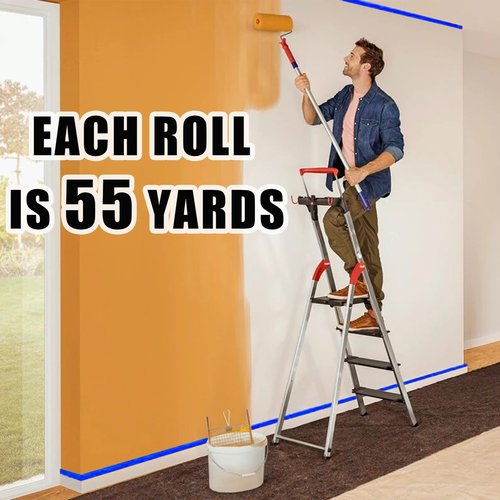 Frascati Painters Tape 1 Inch Wide, 16 Packs Blue Painters Tape for General Purpose Use, 1 Inch X 55 Yards X 16 Rolls, 880 Yards in Total