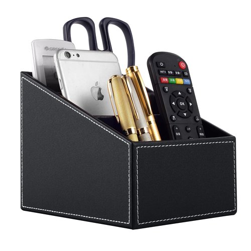 TV Remote Control Holder with 3 Compartments, Media Accessory Storage, Storage box, Storage Rack, Desk Organizers(Black(2 pieces))