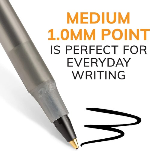 BIC Round Stic Xtra Life Ballpoint Pens - Ultra Long Lasting Black Ink | 144-Count Pack