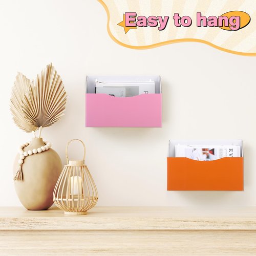 Fuyoooo 12 Pcs Single Pocket File Holder Wall Mount Magazine Holder Bulk Wall Hanging File Organizer with Screw Cardboard Classroom Mailbox Organizer School Office Mail Magazine Letter Paper Folder