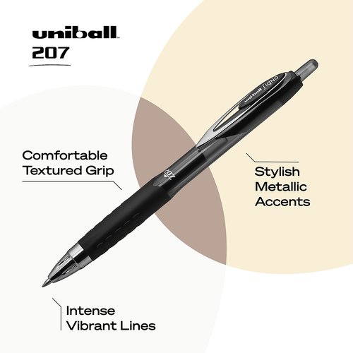 Uniball Jetstream RT 12 Pack, 1.0mm Medium Blue, Wirecutter Best Pen & Uniball Signo 207 Gel Pen 12 Pack, 0.7mm Medium Black Pens, Ink Pens | Office Supplies Sold by are Ballpoint Pen