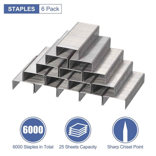 PATIKIL 10 Pieces Desktop Staplers with 6000 Staples, Standard Desk Staplers Office Stapler 25 Sheet Capacity(26/6) for Office, Home, Black