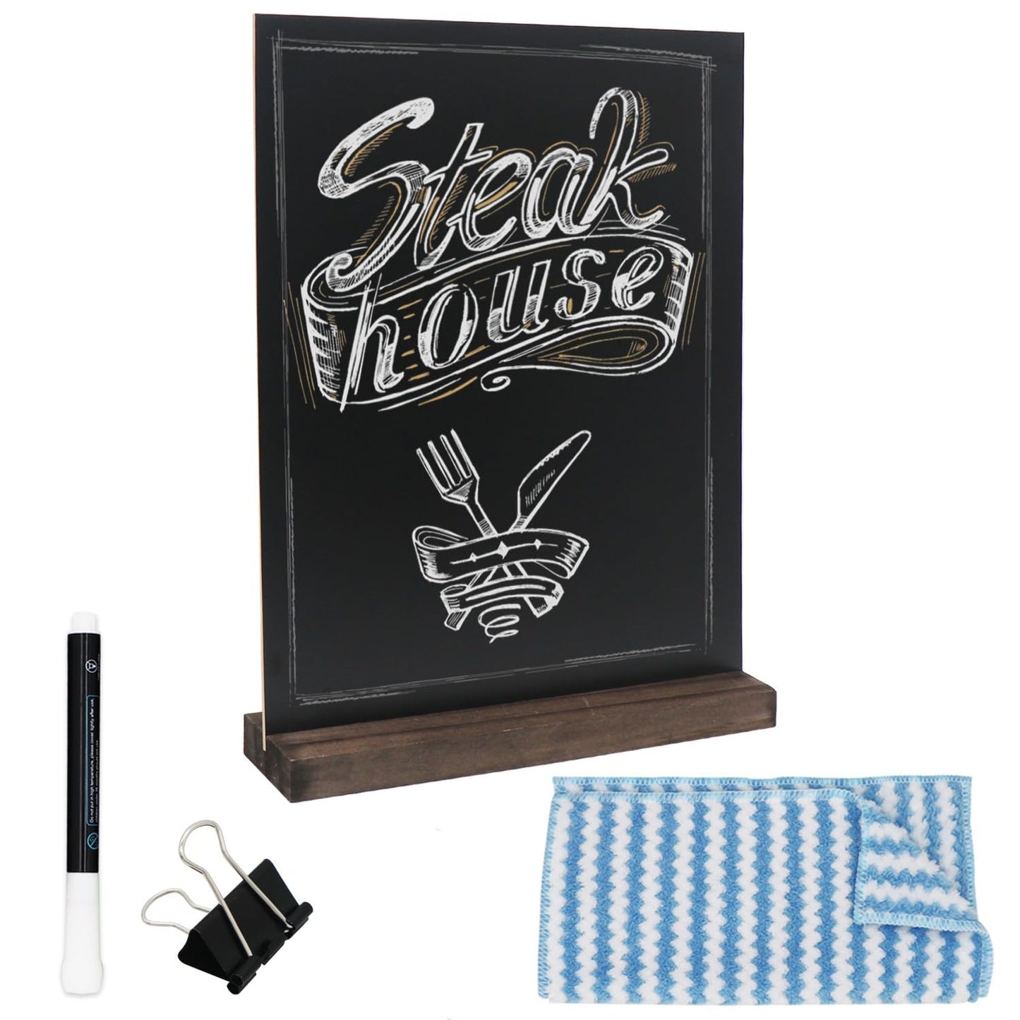 Tabletop Chalkboard Sign with Base Stand 1 Pack 8.5 x 11inch Double Side Standing Menu Boards Food Signs for Party Buffet Wedding Bar and Restaurant