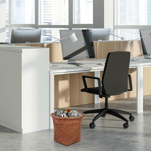 1Pc Straw Woven Wastebasket Retro Garbage Can Straw Rubbish Container Wicker Waste Basket（Small）