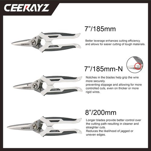 CEERAYZ 8" Scissors All Purpose, Heavy Duty Scissors Industrial, Multipurpose for DIY Projects, Office, Production Lines, Pruning, with Protective Sheath and Magnetic Holder (White/Gray)