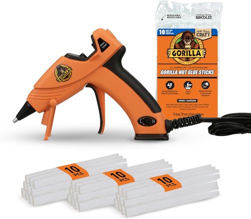 Gorilla Mini Hot Glue Gun Kit - Dual Temp Precision Nozzle & Easy Squeeze Trigger | 1 Gun + 30 Sticks