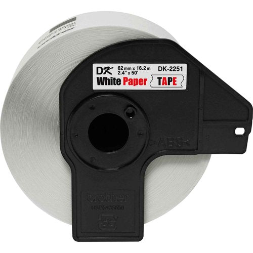 Brother Genuine DK-2251 Continuous Length Replacement Labels, Black/Red Label on White Paper Tape, Engineered with Excellence, 2.4” x 50 feet, 1 Roll per Box
