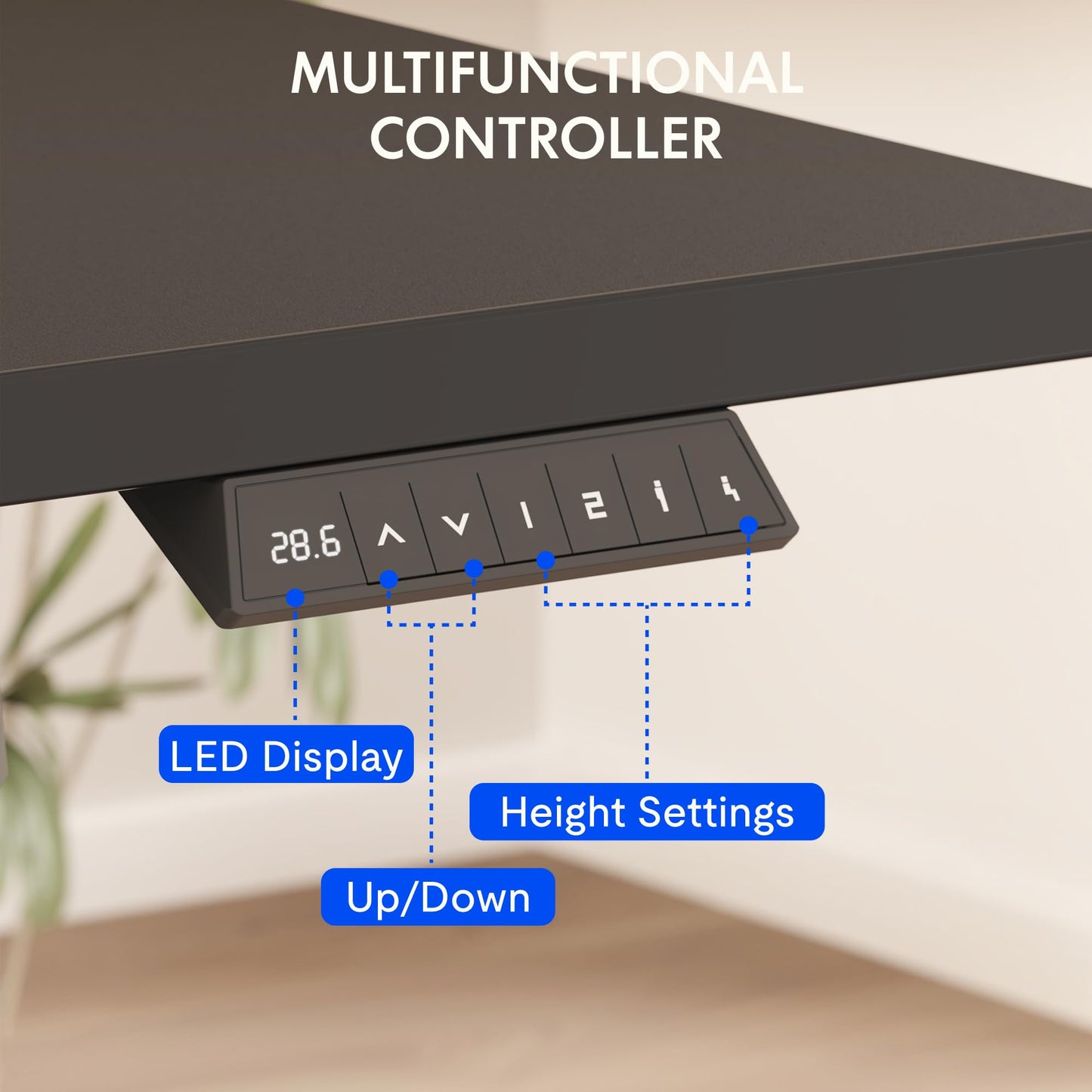FLEXISPOT EN2 Whole-Piece Standing Desk with Clamp Power Strip, 55 x 28 Electric Stand Up Height Adjustable Desk with Cable Management (Gray Frame + 55" Black Top, 2 Packages)