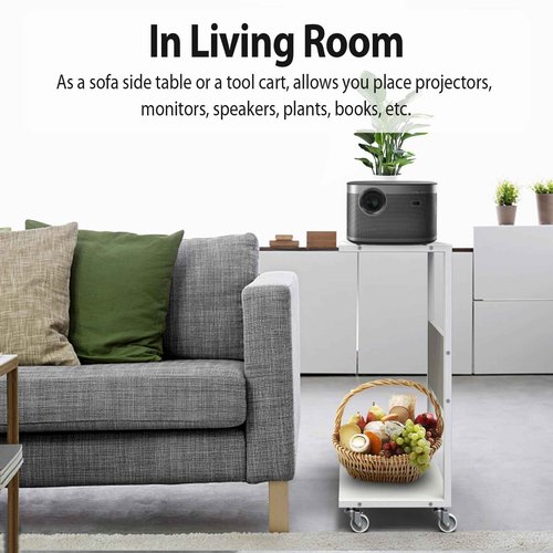 360Tronics Computer Tower Stand, Upgrade 2-Tier Extra Large Gaming ATX-Case Storage CPU Holder Cart with Rolling Wheels, Mobile PC Standing Table for Home and Office, White