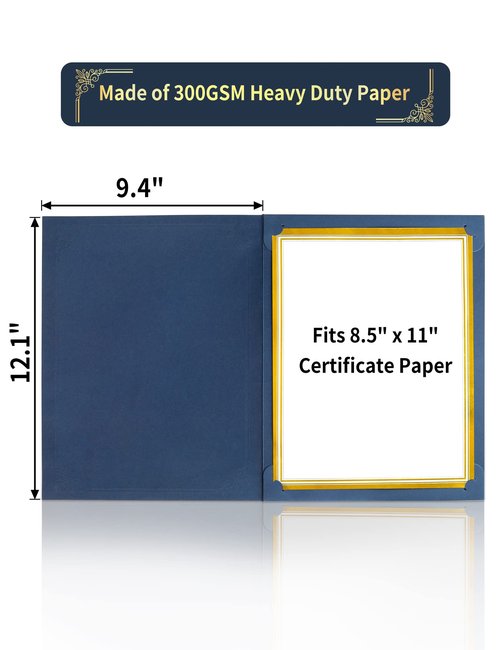 GNL Certificate Holders - 25 Packs Blue Diploma Holders, Certificate Covers with Gold Foil Border, for Letter Size 8.5 x 11 Certificate Paper, Award, Graduation, Documents