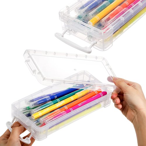 Nicunom 8 Pack Plastic Pencil Boxs, Large Capacity Pencil Case Boxes, Kids Pencil Case, Crayon Box with Snap-tight Lid, Art Craft Supply Organizer Office Supply Storage Box for School Classroom