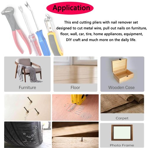 Construction and Upholstery Staple Remover Tack Puller Nail Remover Tool Set Nail Puller Plier, Staple Puller, Tack Lifter, Fastener Remover, for Furniture Floor Wall Wooden Case Car Photo Frame