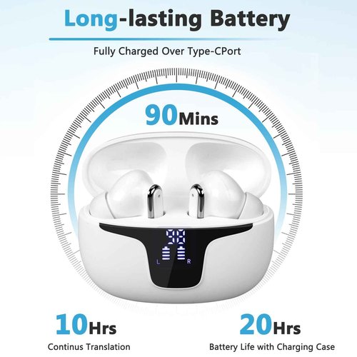 Language Translation Earbuds,Two Way Real-time Translation in 150 Languages,Active Noise Cancellation,with Bluetooth and APP Provide Online Instant Voice for Travel Business Learning