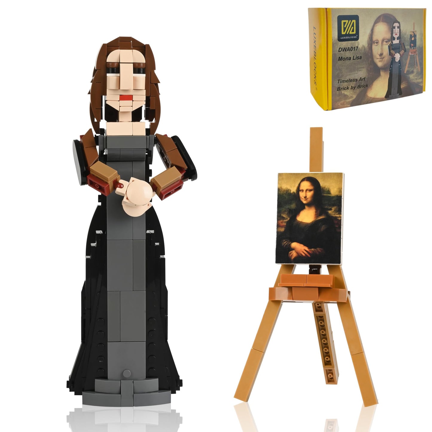 LUXEBLOCKS Mona Lisa-Inspired Art Building Set - 311PCS Bricks Artistic 3D Sculpture Kit with Customisable Stickers, Advanced Display Model for Home & Office - Creative Gift for Adult Art Enthusiasts