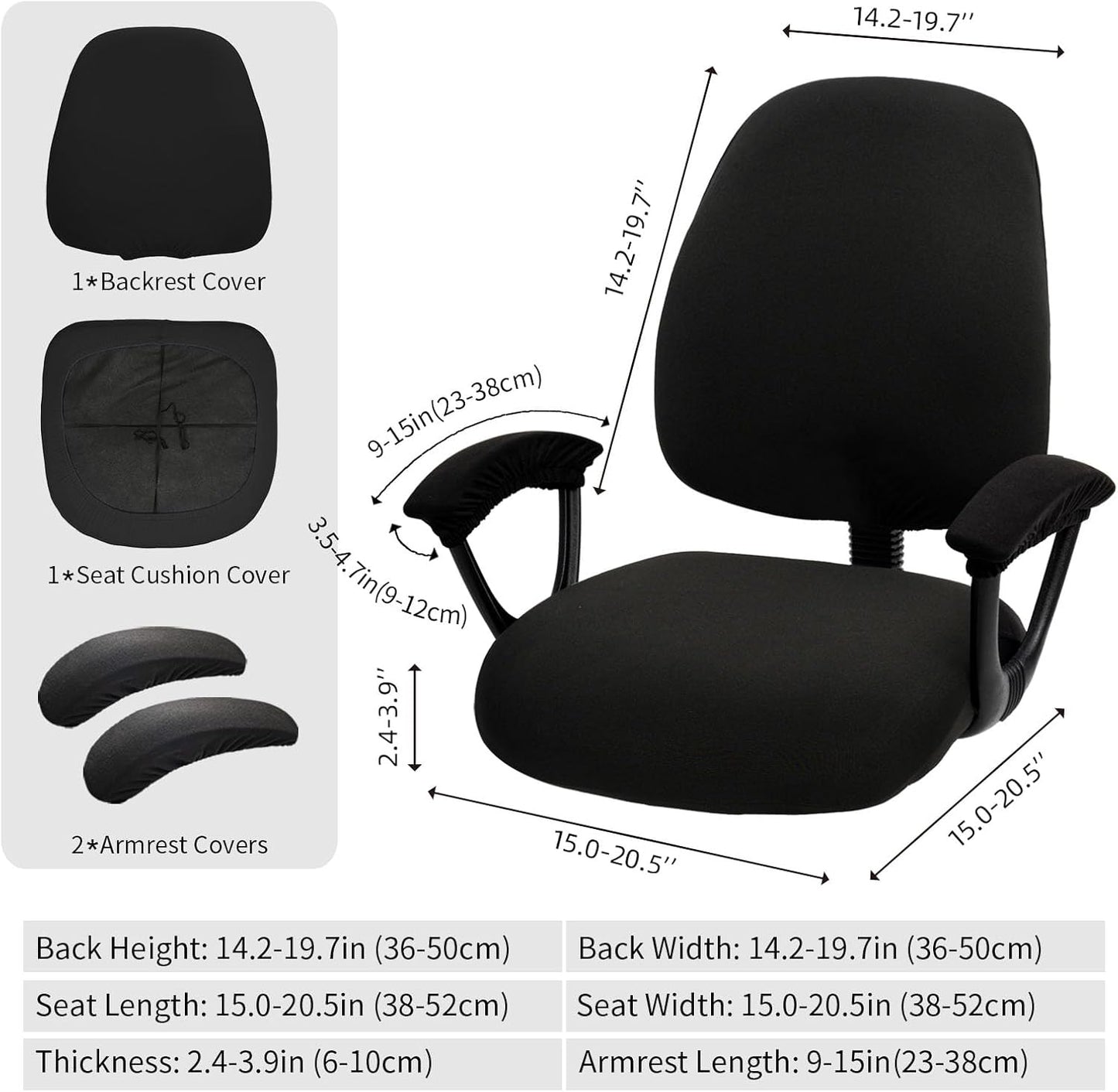 Skiennix Stretchable Desk Chair Covers - Universal Armrest & Backrest Slipcovers | Washable Pet Protection - Green