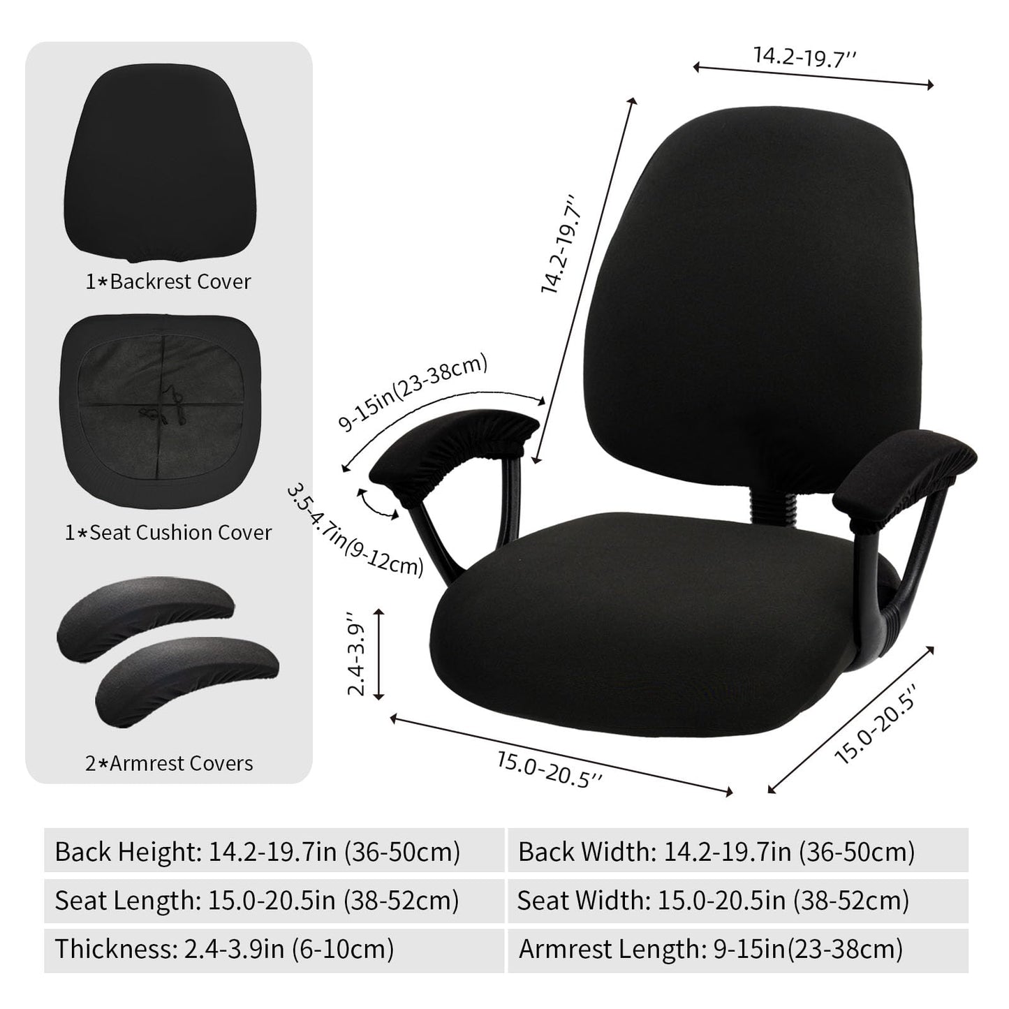 Stretchable Split Office Chair Seat Covers - Universal Stretch Computer Chair Slipcover - Washable Rotating Backrest Coverings & Cushion Protectors & Armrest Covers for Dogs, Cats, Pets, Yellow