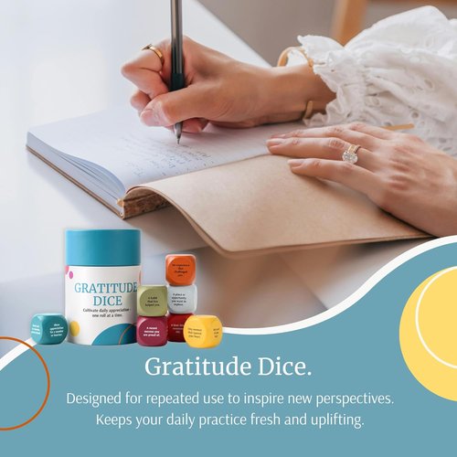 Gratitude Dice Set - Color-Coded Wooden Dice for Daily Reflection | Mindfulness & Self-Care Tool for Journaling, Therapy & Families
