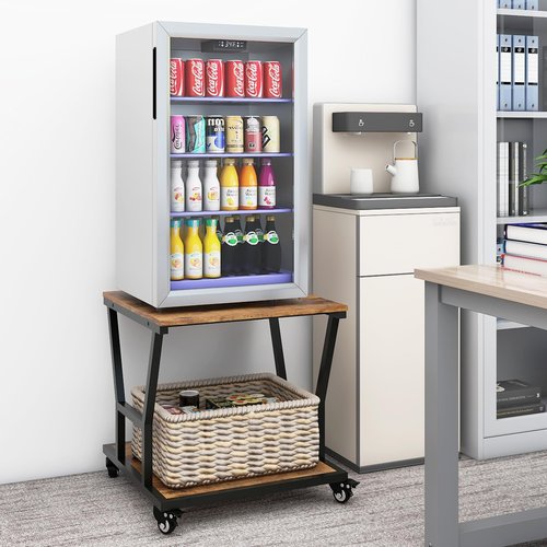 Natwind 2-Tier Large Printer Stand,23.6"x23.6"x29.5" Heavy-Duty Printer Table Cart with Paper Storage Shelf & Wheels,Ideal for Home Office Laser Printers, Copiers (Retro)