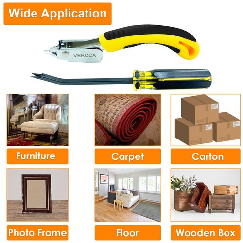 VERCCA Upholstery Staple Remover, Staple Puller, Upholstery Tools Staple Lifter with Double Pronged Head Nail Remover for Furniture Carpet Floor Carton Photo Frame Office 2pcs