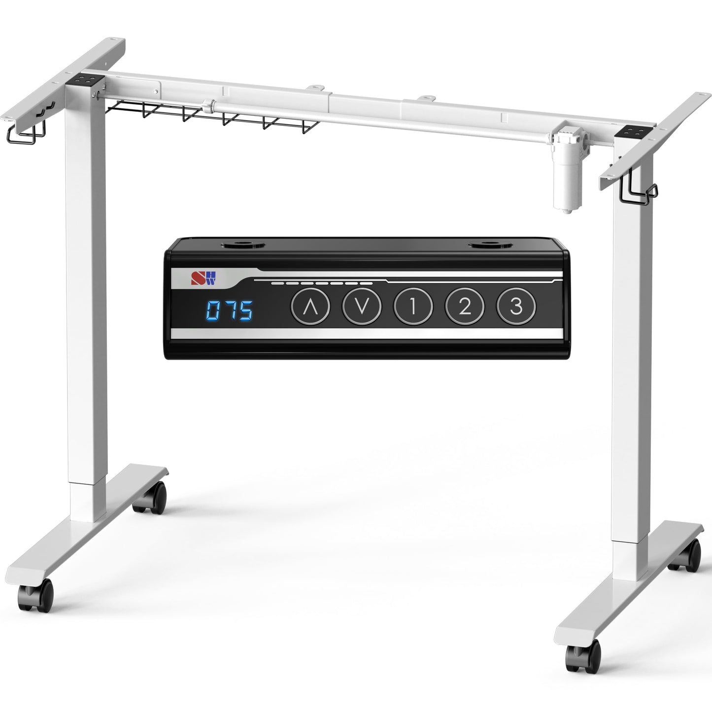 SHW Premium Electric Standing Desk Frame – Height Adjustable Motorized Base for 40" to 72" Table Tops, Smooth Lift Sit-Stand Frame for Home or Office, White