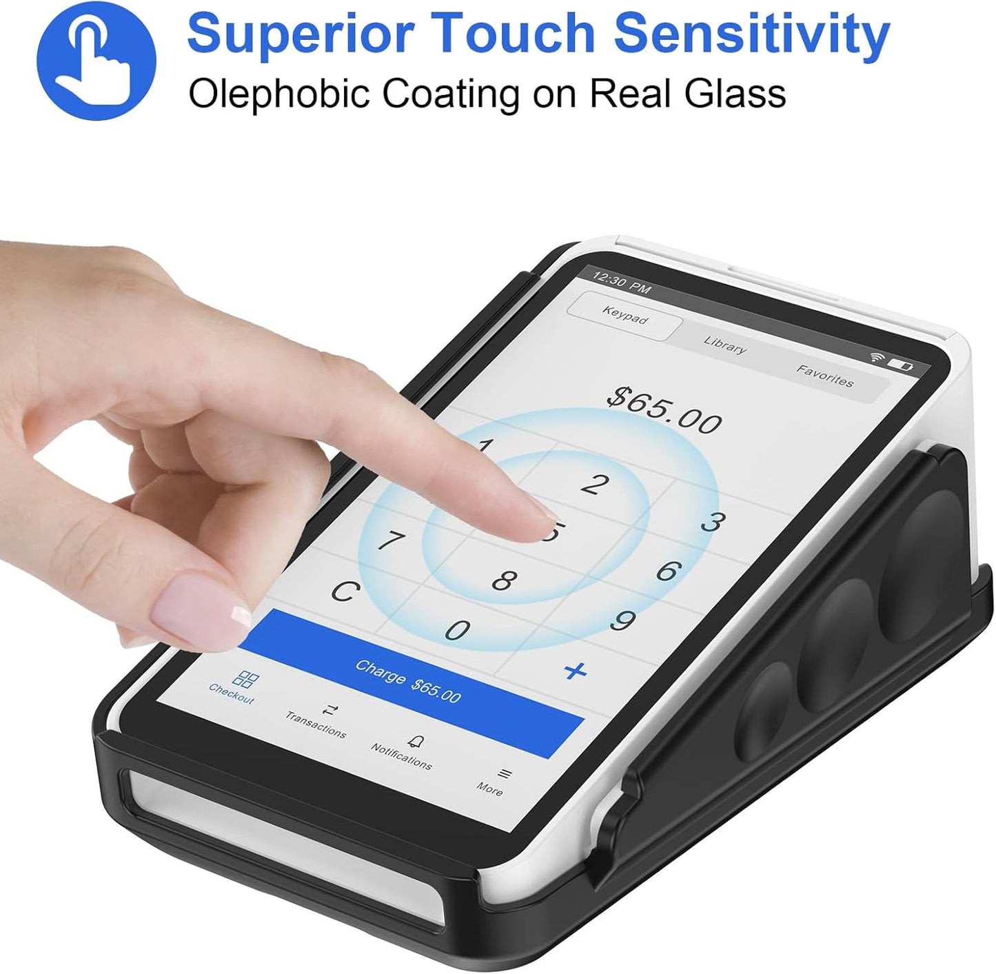 Skiennix Protective Case & Screen Protector - Anti-Slip Grip Design, Black, for Square Terminal