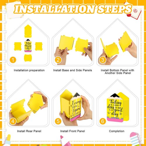 2 Pcs Pencil Holder Pencils Dispenser for Classroom, Yellow Pencil Shaped Case Back to School Teachers, Classroom Organization Storage