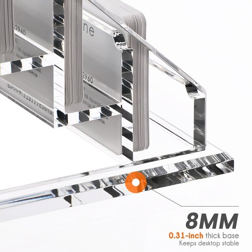 HeZone Acrylic Card Holder Clear Horizontal Business Card Organizer Stand for Desk 3 Slots 3 Tier Business Cards Stand for Women and Men,Office Desk Accessories,Organize 150 Cards-1 Pack(3 Slots-H)