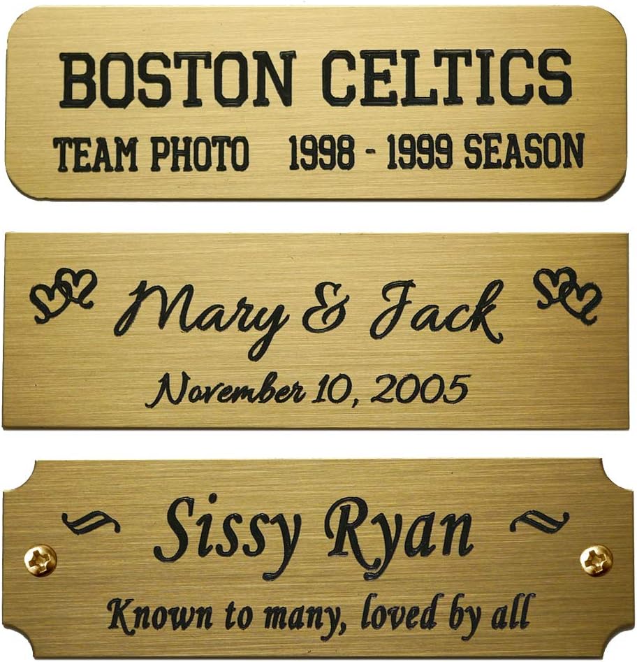 Brushed Gold Solid Brass Plate | Custom Engraved Name Label for Picture Frames - 2.5" W x 0.75" H