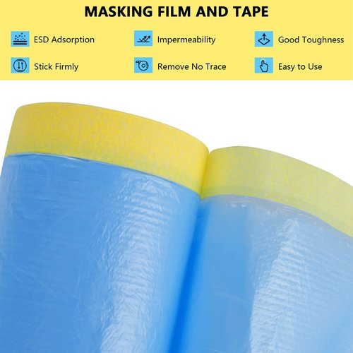 MyLifeUNIT Masking Paper, 8 Pack Masking Film with Tape for Automotive Painting Covering